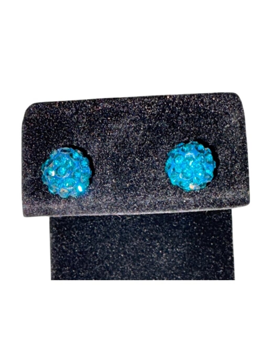 Sparkling Blue Crystal Ball Stud Earrings – Rhinestone Design Lightweight & Styl